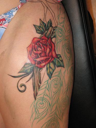 red tattoos. Rose Flower Tattoo