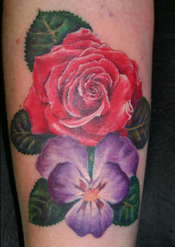 tattoos of violet flowers