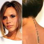 Victoria Beckham Tattoo on Neck