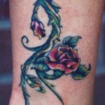 Rose Flower Tattoo on leg