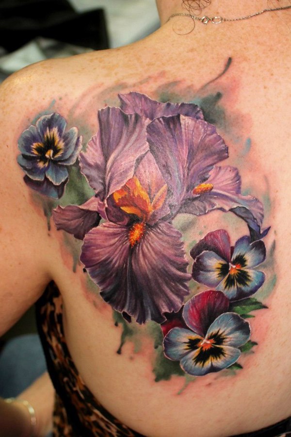 Pansy flower tattoo designs and ideas.